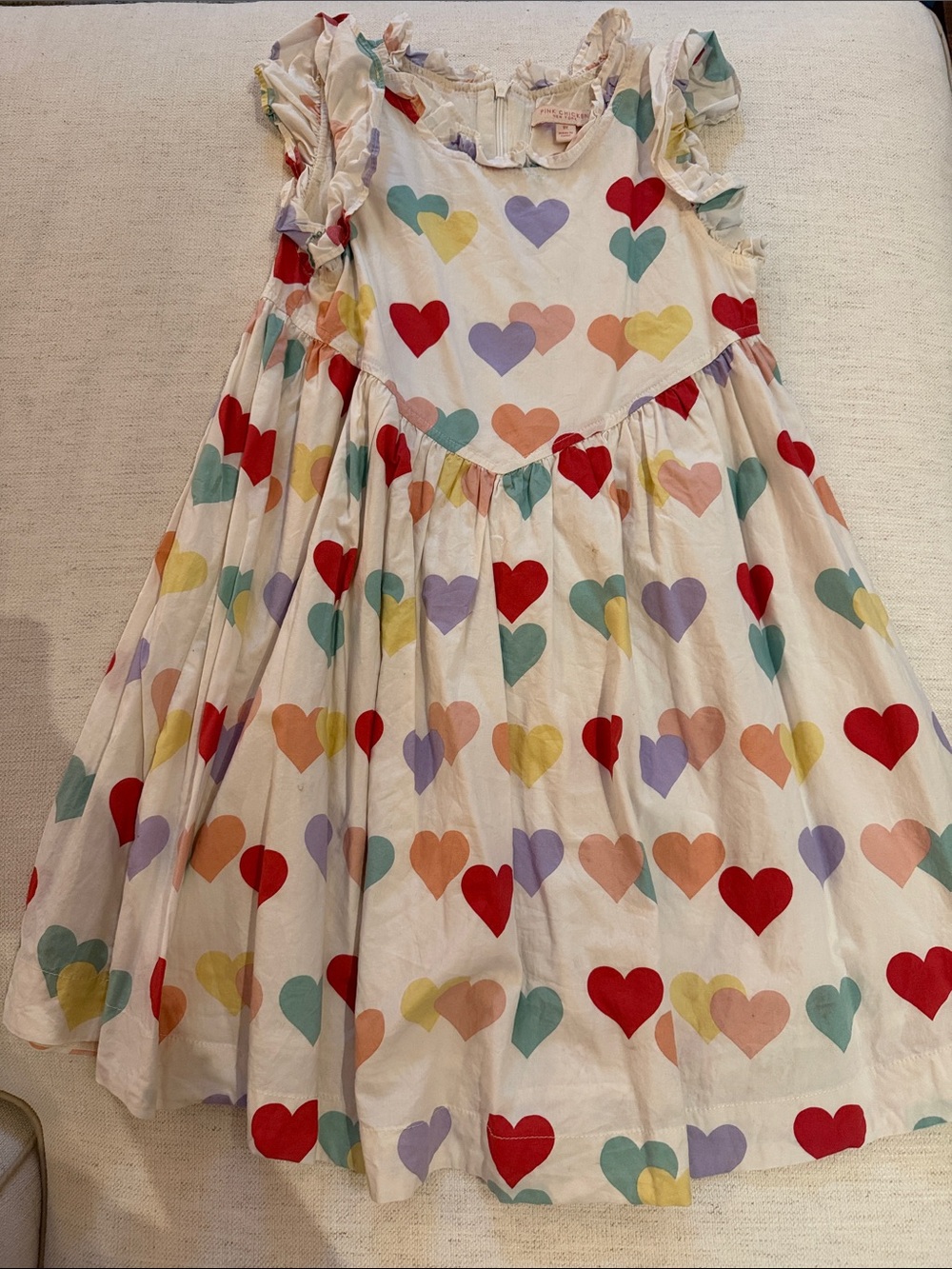 Girls' Heart Print Cotton Dress - Multi